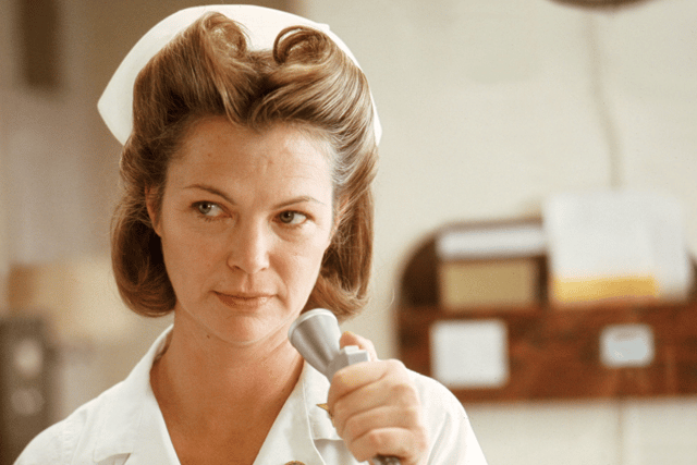 Louise Fletcher as Nurse Mildred Ratched - the cruel villain in Stanley Kubrick’s One Flew Over The Cuckoo’s Nest