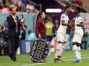Marcus Rashford and Bukayo Saka of England are substituted during the FIFA World Cup Qatar 2022 Group B match between England and USA at Al Bayt Stadium on November 25, 2022 in Al Khor, Qatar. (Photo by Elsa/Getty Images)