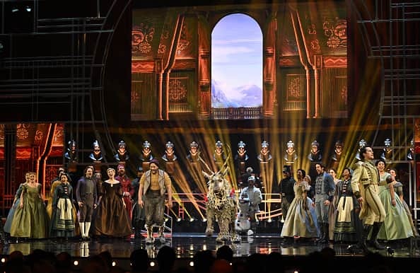 The cast of Frozen perform on stage during The Olivier Awards 2022 with MasterCard at the Royal Albert Hall last year. (Photo by Jeff Spicer/Getty Images for SOLT)