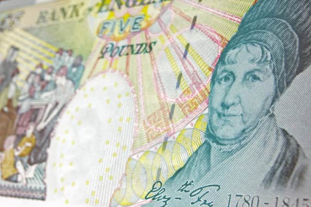 An image of the British prison reform campaigner Elizabeth Fry on the reverse of a five pound note (photo: adobe)