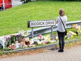 Flowers at Biddick Drive in Plymouth, after gunman Jake Davison killed five people in a mass shooting. (Photo by William Dax/Getty Images)