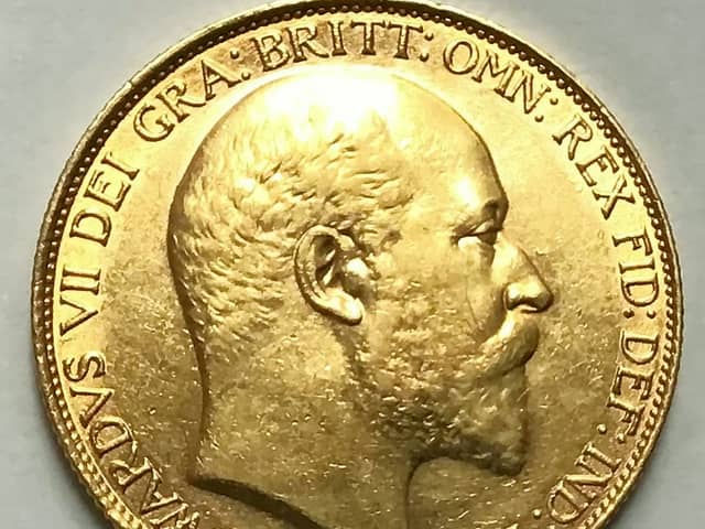 The treasure trove found scattered across the home included a gold Edward VII £2 coin from 1902. 