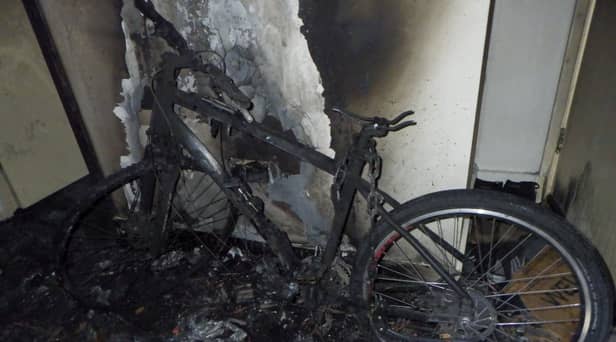 An e-bike owner has been left terrified after his scooter randomly burst into flames 