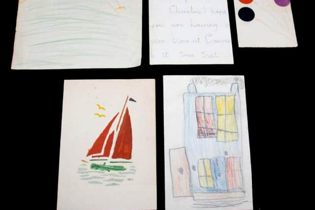 Lot Handmade cards by a very young Princess Anne for her father, Prince Philip.  