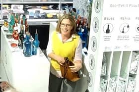 Gaynor Lord leaving the Bullards Gin concession at Jarrolds department store on December 8