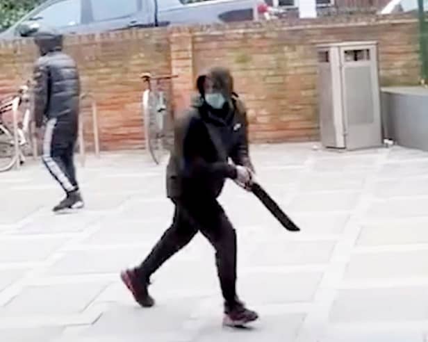 Jack Bolton, with a huge knife on the streets of Nottingham. 