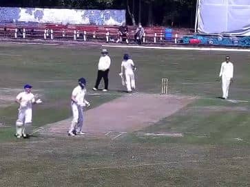 Henri Cottam completes his maiden century for Lowerhouse in the win over Clitheroe