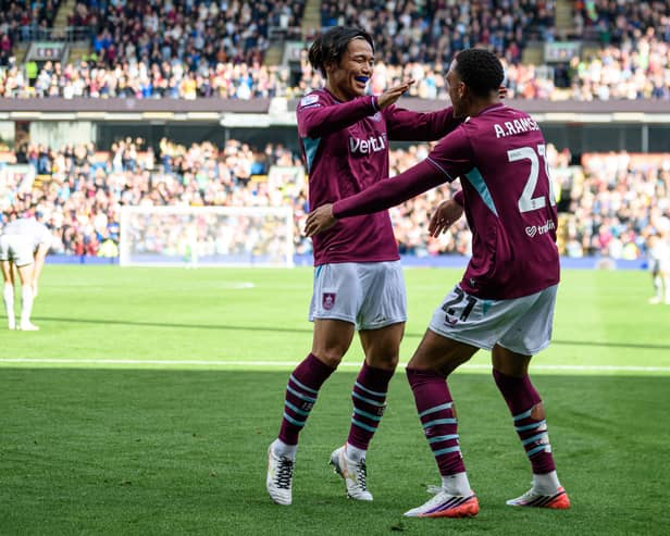 Aaron Ramsey celebrates his goal against Bristol City with Reo Hatate. Photo: Kelvin Lister-Stuttard