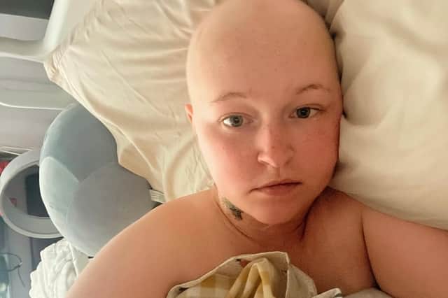 Brave Mollie during her cancer treatment