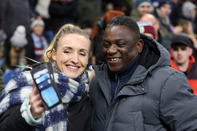 John Francis poses for a selfie with a Clarets supporter during a recent Burnley game when he was the guest of honour