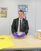 Alfie Hale is selling Pendleside Hospice memory pins and badges for people to remember their loved ones