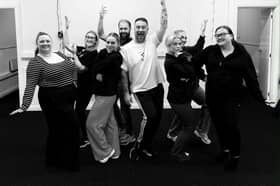 Some of the cast of 'Curtain Up for A Cause' in rehearsal for next month's show