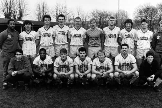 John Francis second from left, bottom row, with his Emley team-mates in 1987