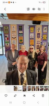 Pictured at their 49th charter lunch are Burnley Lions (back left to right) Brian Hartley, Jackie Seed, Dawn Hewitson and Sue Hunt with president Frank Seed