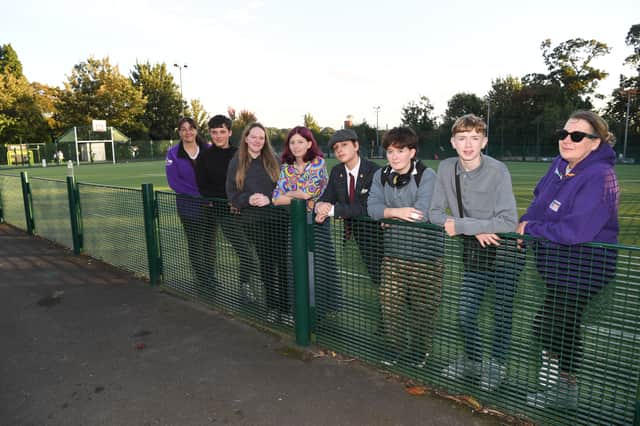 Some of the young people who helped shape Clitheroe Castle park’s multi-use games area..