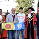 George Fry (centre) with  Pendle Mayor Nadeem Ahmed, MP for Pendle and Clitheroe Jonathan Hinder, Mayor of Skipton Town council Winston Feather, and Keighley and Ilkley MP Robbie Moore