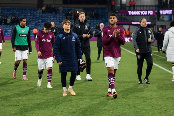 Josh Laurent thanks the Burnley fans after the 2-1 defeat to Wolves. Photo: Kelvin Lister-Stuttard