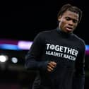 Largie Ramazani warms up before Burnley v Wolverhampton Wanderers at Turf Moor. Photo: Kelvin Lister-Stuttard