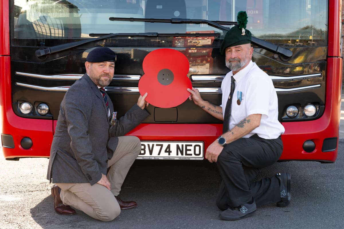 Burnley buses display giant poppies for Remembrance Day