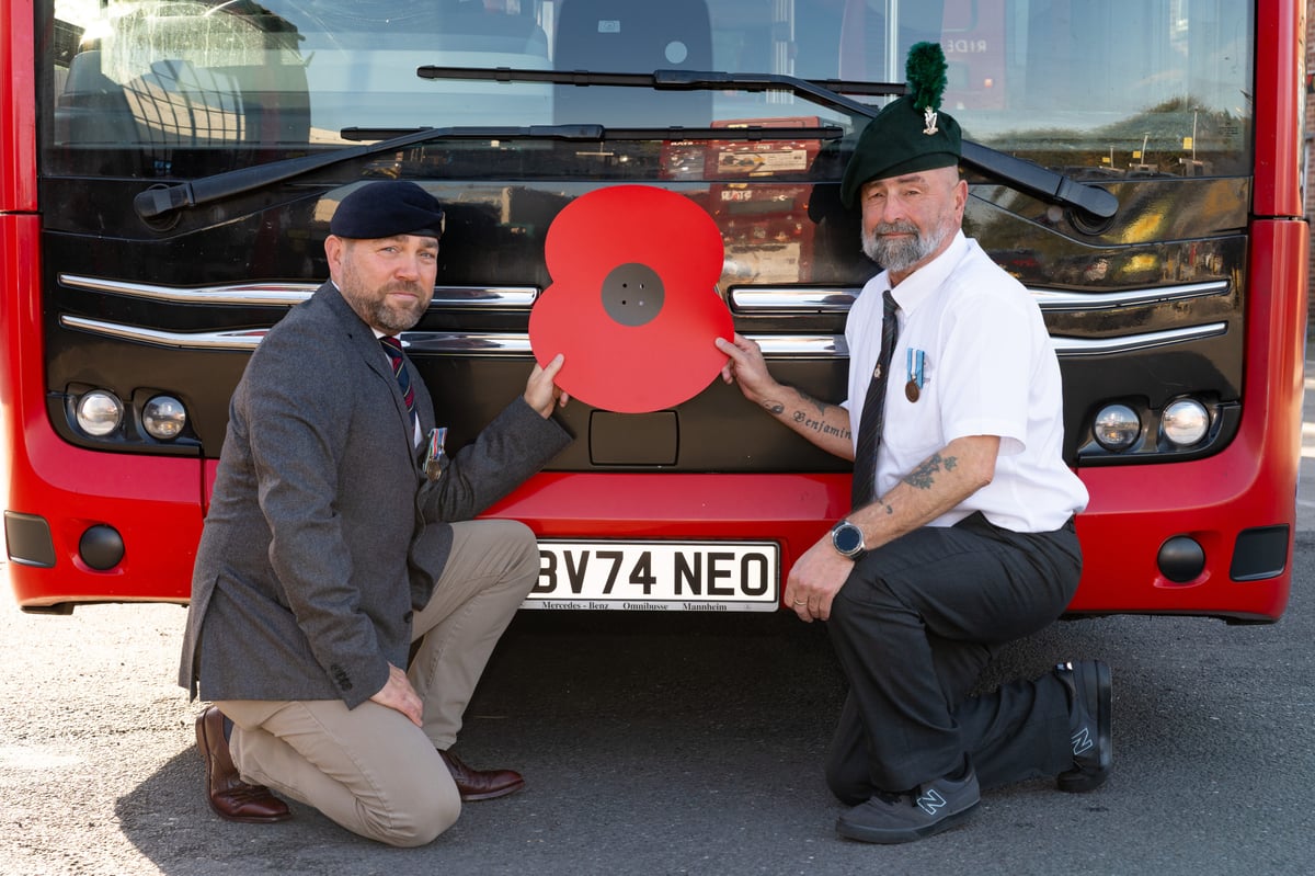 Burnley buses display giant poppies for Remembrance Day