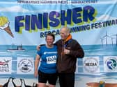 Tracy gave her finishers’ medal to her brother Denis, who inspired her to run her first half marathon for the Rosemere Cancer Centre where he is receiving treatment