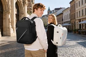 This black expandable cabin backpack has 24-30L of storage, a padded laptop compartment and a suitcase-style opening.