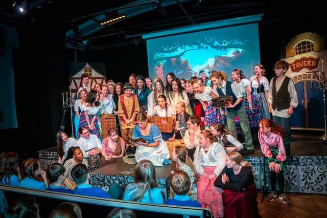 The cast of Beauty and Beast Jr at Clitheroe's Ribblesdale High School