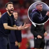 Carlos Corberan and Rob Edwards, inset, are both in talks over the Burnley head coach vacancy.