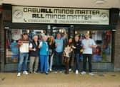 Celebrating the opening of the 'In Your Corner' room at Casual Minds Matter are (left to right) . Justin Pate , Ray Hatton , Carol Hatton , Susan Bell, Jimmy Largey, Dawn Mullen , Mike Mullen, Dave Burnett 