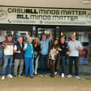 Celebrating the opening of the 'In Your Corner' room at Casual Minds Matter are (left to right) . Justin Pate , Ray Hatton , Carol Hatton , Susan Bell, Jimmy Largey, Dawn Mullen , Mike Mullen, Dave Burnett 