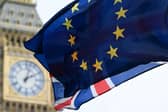United Kingdom flag and the European Union flag 