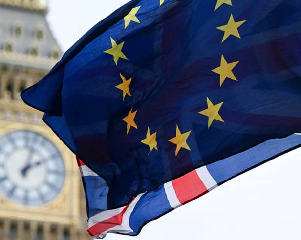United Kingdom flag and the European Union flag 