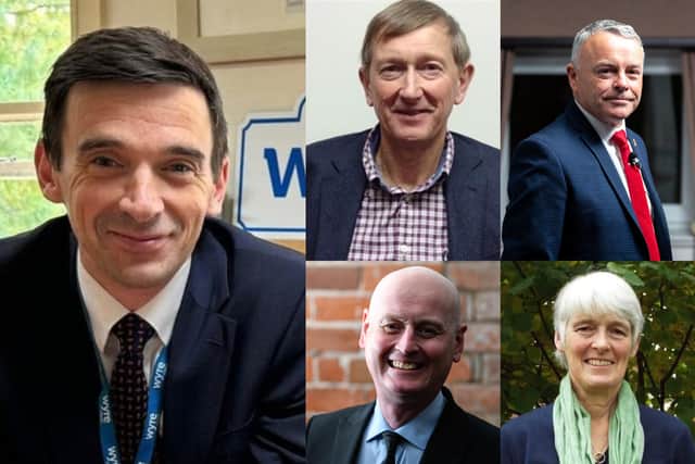 [Clockwise from left] Cllr Michael Vincent (Wyre), David Whittington (West Lancashire), Matthew Tomlinson (South Ribble), Caroline Jackson (Lancaster) and Matthew Brown (Preston) have been speaking out about the delayed abolition of their authorities