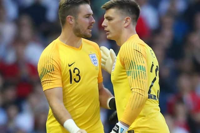 LEEDS, ENGLAND - JUNE 07:  Jack Butland is being substituted for Nick Pope during the International Friendly match between England and Costa Rica at Elland Road on June 7, 2018 in Leeds, England.  (Photo by Alex Livesey/Getty Images)