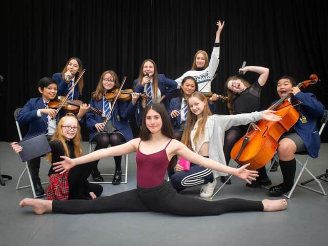 Some of the students who took part in the Performer of the Year night at Burnley's Blessed Trinity RC College. (Photo by Andy Ford)