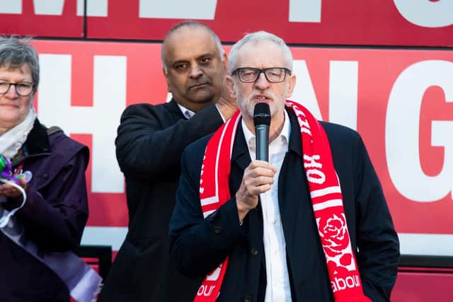 Labour leader Jeremy Corbyn addresses a crowd in Nelson