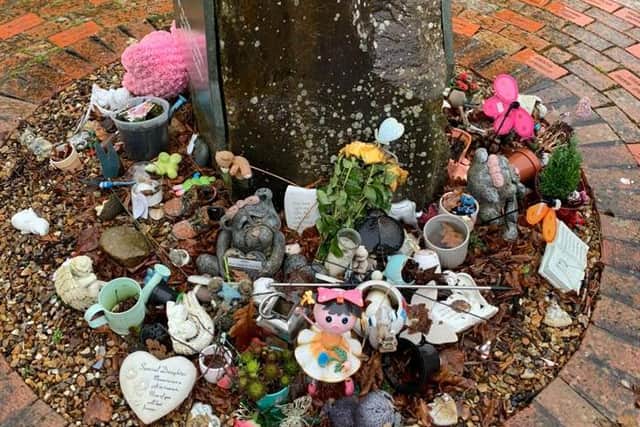 Stephanie was shocked to see all the personal memorials and tributes that had been placed in the centre of the garden
