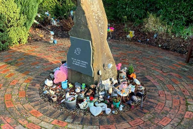 How the memorial garden looked after the tributes were re-arranged after Stephanie made a complaint about the items being moved.