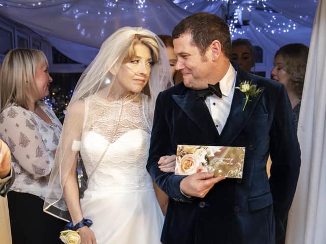 Dr Abigail Paige and Mark Clegg were wed at Pendleside Hospice