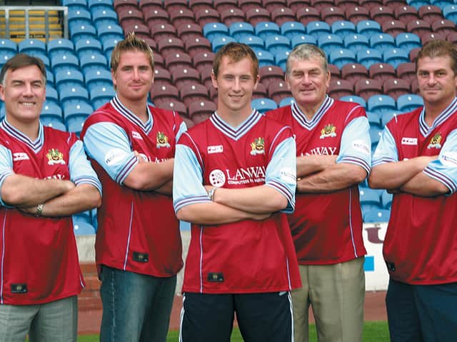 David Miller right with family members, from the left, Derek Scott, Chris Scott, Paul Scott and Brian Miller who all played for Burnley