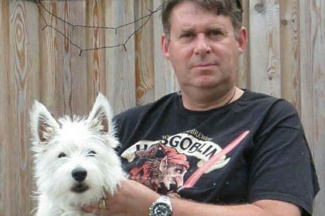 Andy Stewart with his beloved pet dog Laggan.