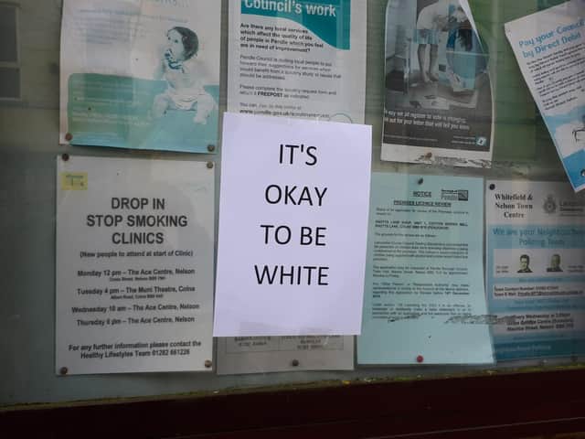 The neo-Nazi message on display near Nelson Town Centre.