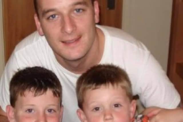 Liam and Oliver Simm, now 20 and 16, with their much loved dad Martin who died in 2016 after battling cancer for three years.
