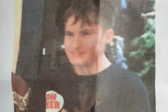 Nathan was last seen wearing a black North Face coat, grey Armani hoodie, black tracksuit pants, black Nike trainers and carrying a Footasylumbag.(Credit: Lancashire Police)