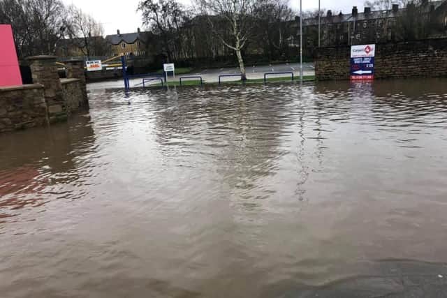 A startling image of the flood water taken in Lune Street, Padiham, yesterday by Victoria Holland of Vanilla hair salon.