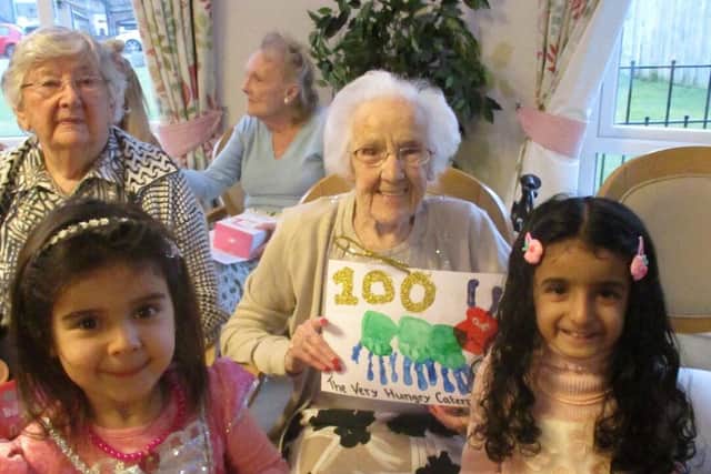Margaret celebrating her 100th birthday.