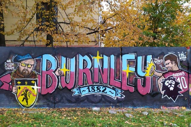 The Burnley FC fan mural created by Artem aka 'Johnny Napricole' in Saint Petersburg, Russia.