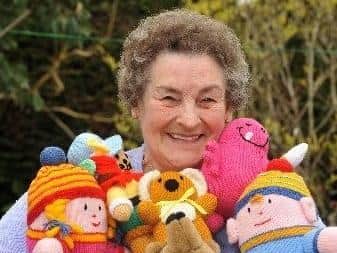 Audrey Bates with some of the cuddly animals she makes for her fund raising efforts.