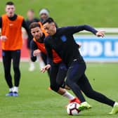 Dwight McNeil of England in action during an England training session during an England Media Access day at St Georges Park on March 19, 2019 in Burton-upon-Trent, England. (Photo by Matthew Lewis/Getty Images)