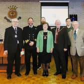 Royal Navy Commander Mark Hammon (second from left), Mayor of Burnley Coun. Anne Kelly and her consort, Mr John Kelly, with Probus members.